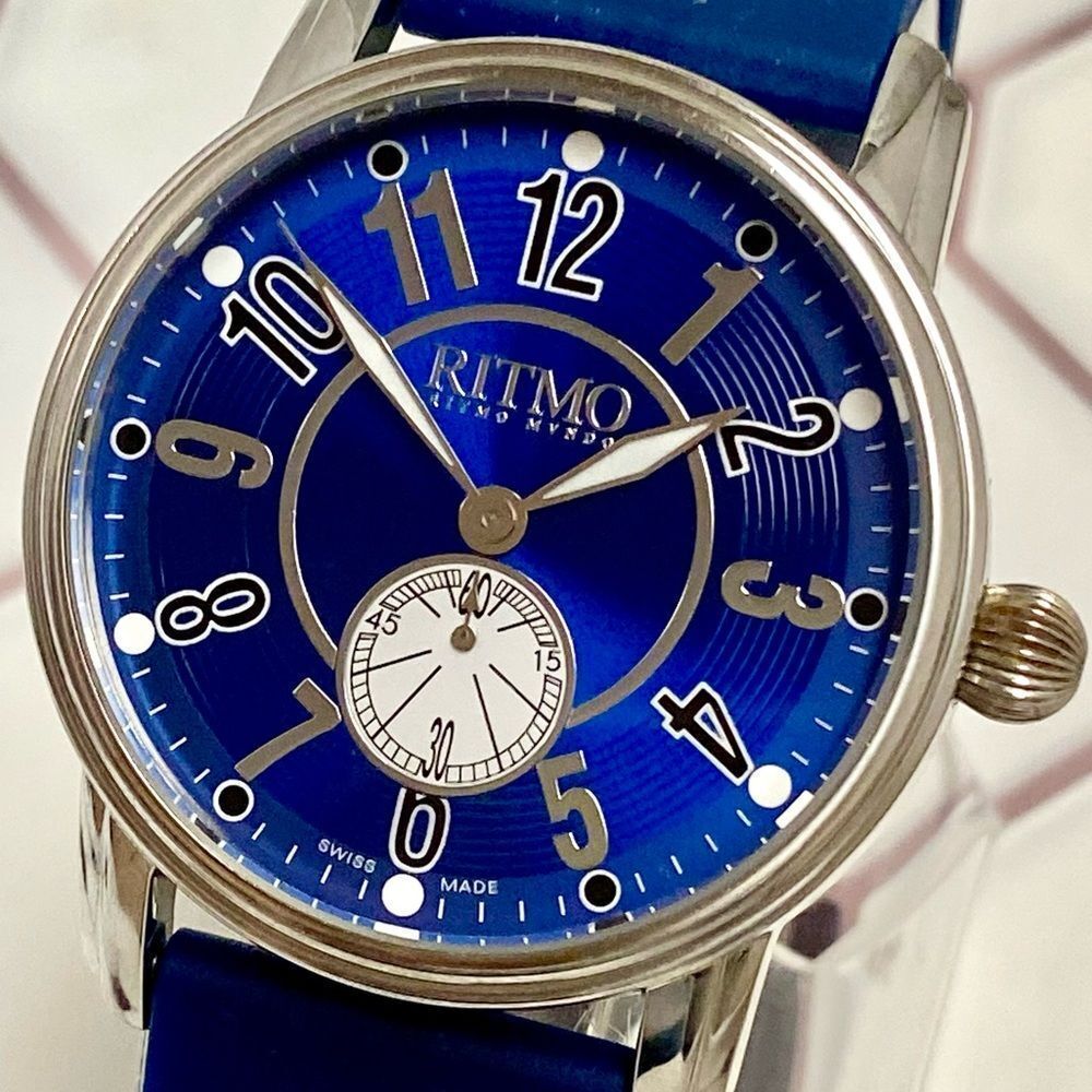 Ritmo Mundo "Divina" Swiss Made Blue Dial Stainless Case Men’s Watch
